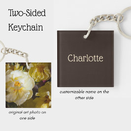 Personalisierter Name und Blumenfoto Schlüsselanhänger