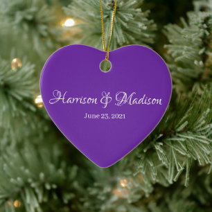 Personalisierter Name und Datum der Hochzeit Keramik Ornament