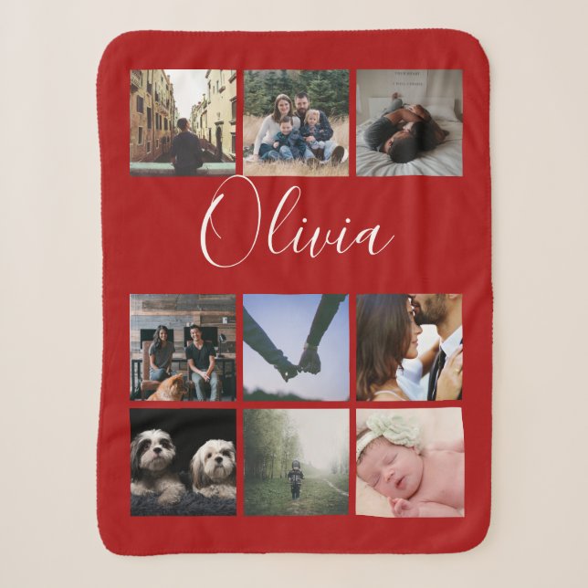 Personalisierter Name und Foto-Collage-Typografie Sherpadecke (Vorderseite)