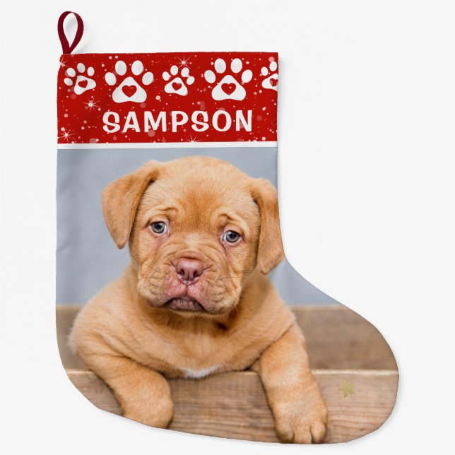 Personalisierter Name und Foto des Hauses in benut Großer Weihnachtsstrumpf (Vorderseite)