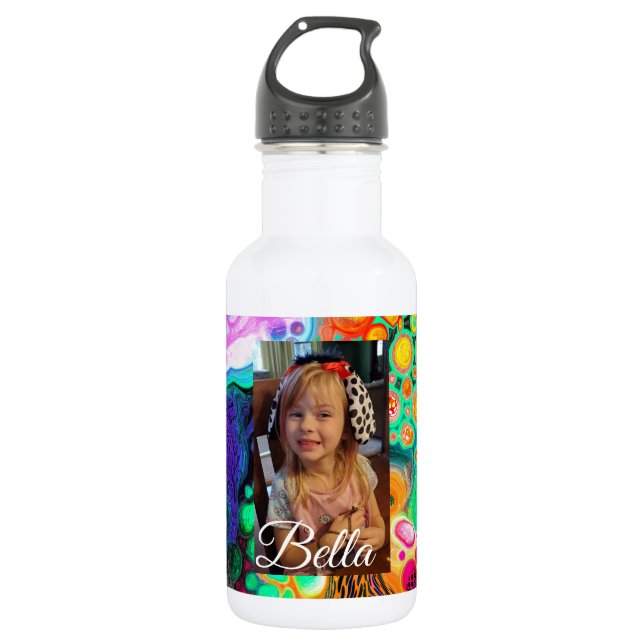 Personalisierter Name und Foto Edelstahlflasche (Vorderseite)