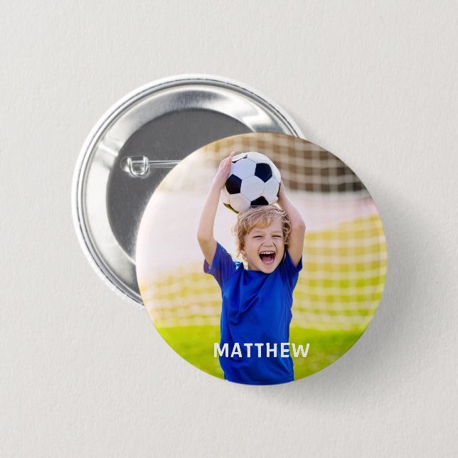 Personalisierter Name und Foto-Fußballsport  Button (Vorne & Hinten)