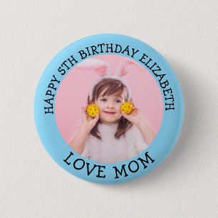Personalisierter Name und Foto Geburtsdatum Mama Button