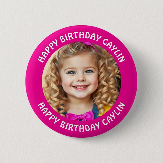 Personalisierter Name und Foto Geburtstag Button (Vorderseite)