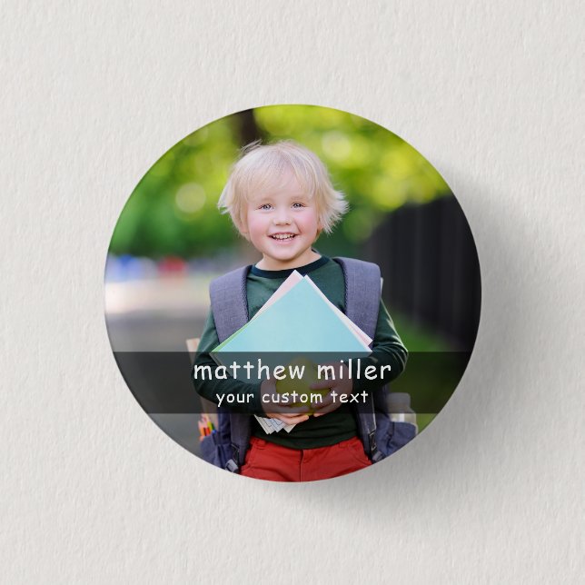 Personalisierter Name und Foto-Schulbutton Button (Vorderseite)