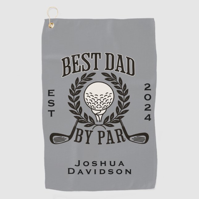 Personalisierter Name und Jahr Bester Vater nach P Golfhandtuch (Vorderseite)