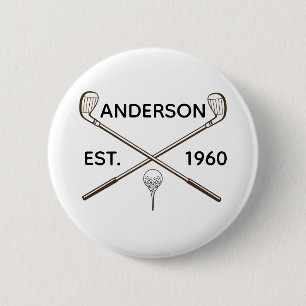 Personalisierter Name und Jahr Golf Button