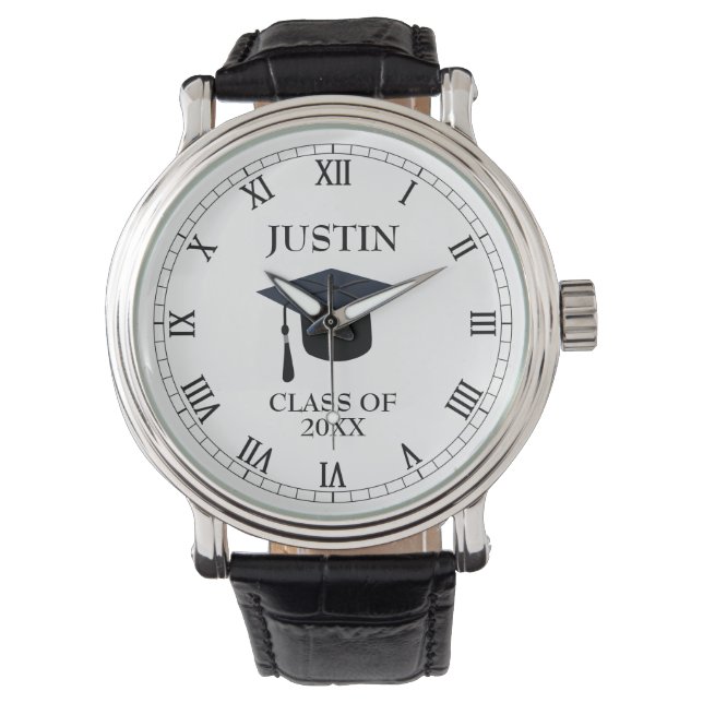 Personalisierter Name und Jahr Tassel Abschluss Wa Armbanduhr (Vorderseite)