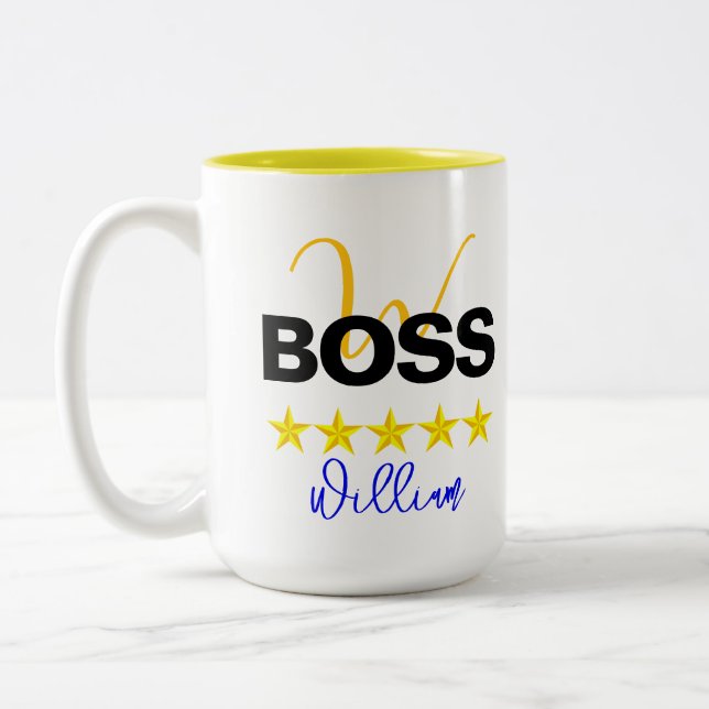 Personalisierter Name und Monogramm | Benutzerdefi Zweifarbige Tasse (Links)