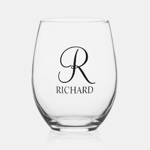 Personalisierter Name und Monogramm Weinglas Ohne Stiel
