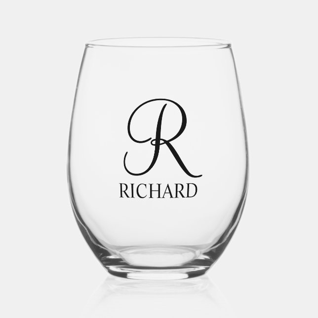 Personalisierter Name und Monogramm Weinglas Ohne Stiel (Vorderseite)