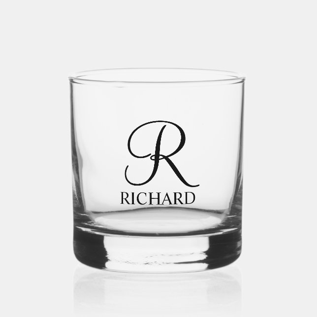 Personalisierter Name und Monogramm Whiskyglas (Vorderseite)