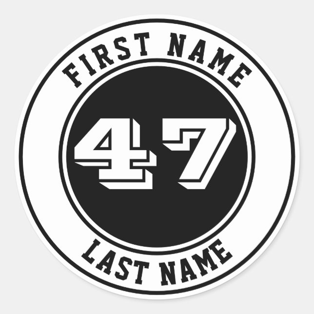 Personalisierter Name und Nummer Baseball Bat Knob Runder Aufkleber (Vorderseite)