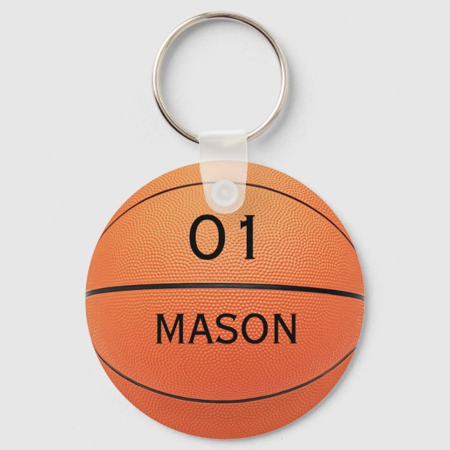Personalisierter Name und Nummer Basketball Sport Schlüsselanhänger (Vorderseite)