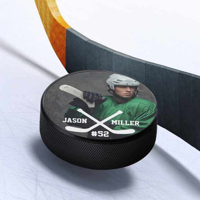 Personalisierter Name und Nummer des vollständigen Eishockey Puck (Personalized Full Photo Name & Number Hockey Puck)