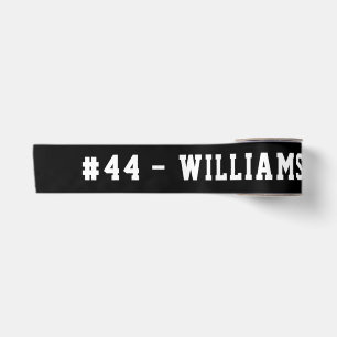 Personalisierter Name und Nummer, die schwarz ersc Satinband