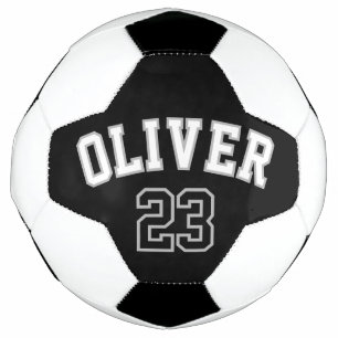 Personalisierter Name und Nummer Schwarz Weiß Fußball