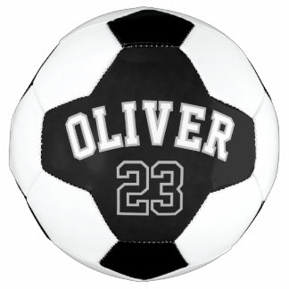 Personalisierter Name und Nummer Schwarz Weiß Fußball