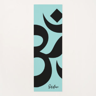 Personalisierter Name und Om Symbol Blau Grün Yogamatte