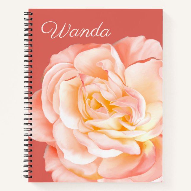 Personalisierter Name und Rose Notizbuch (Vorderseite)