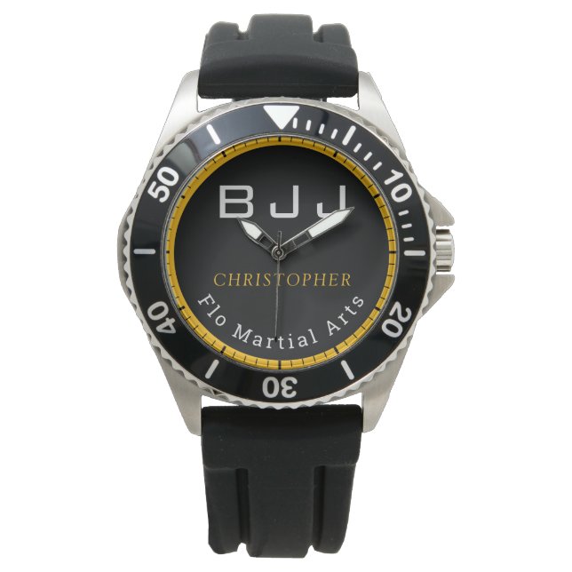 Personalisierter Name und Team von BJJ Jiu Jitsu Armbanduhr (Vorderseite)
