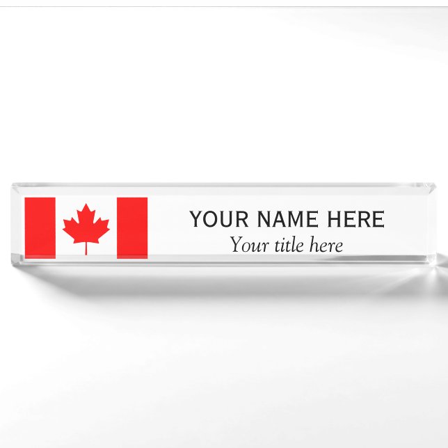 Personalisierter Name und Titel Kanadische Flagge Namensplakette (Vorderseite)
