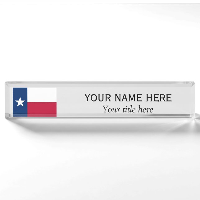 Personalisierter Name und Titel Texas-Staatsflagge Namensplakette (Vorderseite)