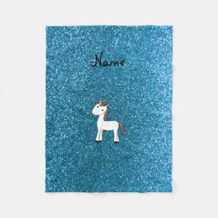 Personalisierter Name unicorblau Glitzer Fleecedecke