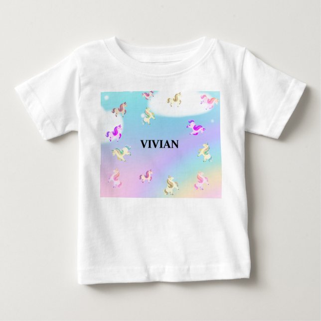 personalisierter Name unicorn Baby T-shirt (Vorderseite)