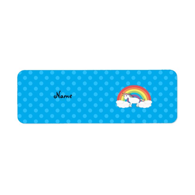 Personalisierter Name unicorn blaue Polka Punkte (Vorne)
