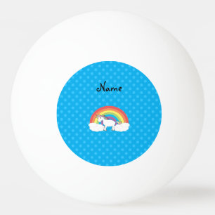 Personalisierter Name unicorn blaue Polka-Punkte Tischtennisball