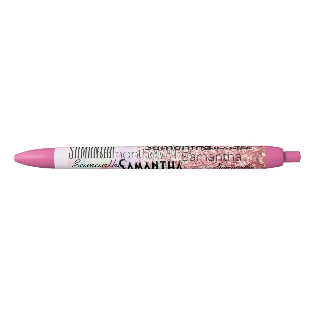 Personalisierter Name Unicorn Rosa Glitzer Sparkas Kugelschreiber (Vorderseite)