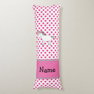 Personalisierter Name unicorn rosa Herzen Seitenschläferkissen