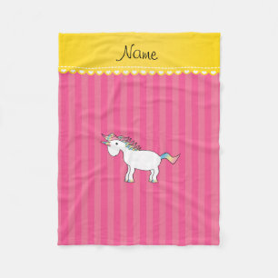 Personalisierter Name unicorn rosa Streifen Fleecedecke