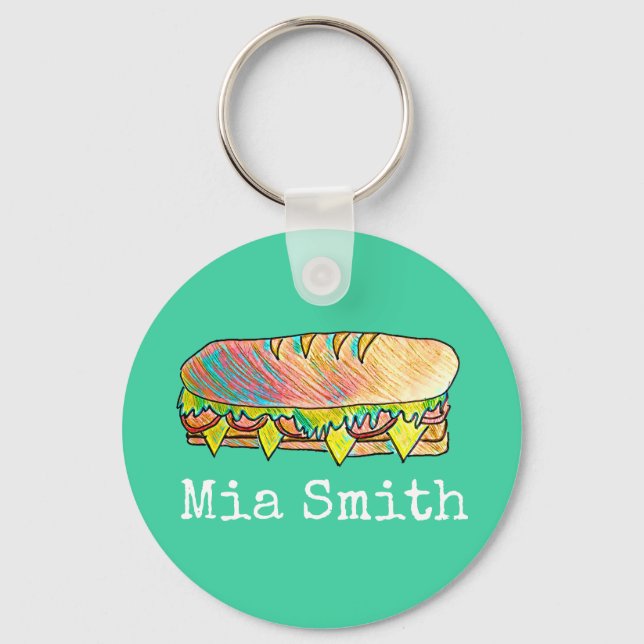 Personalisierter Name Untersandwich niedlich Schlüsselanhänger (Vorderseite)