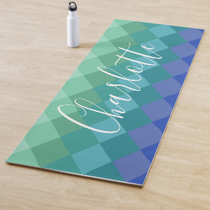 Personalisierter Name Vibranly Blue Green Calm Zen Yogamatte
