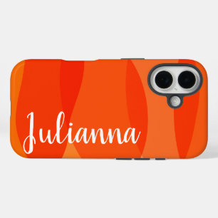 Personalisierter Name Vibranly Bright Red Orange iPhone 16 Hülle