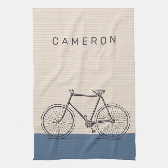 Personalisierter Name Vintages Fahrrad Stilvoll Geschirrtuch (Vertikal)