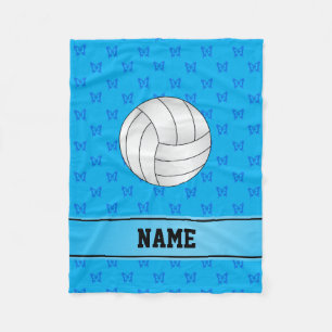 Personalisierter Name Volleyball blaue Schmetterli Fleecedecke