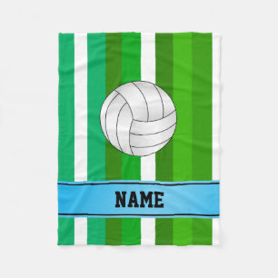 Personalisierter Name Volleyball grün weiße Stre Fleecedecke