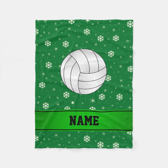 Personalisierter Name Volleyball-grüne Schneeflock Fleecedecke (Vorderseite)