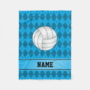Personalisierter Name Volleyball Himmelsblau Raute Fleecedecke