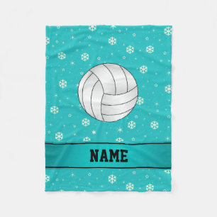 Personalisierter Name Volleyball türkis Schneefloc Fleecedecke