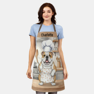 Personalisierter Name Wasserfarbe Bulldogge Koch Schürze