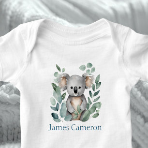 Personalisierter Name Wasserfarbe Koala-Bär Baby Strampler