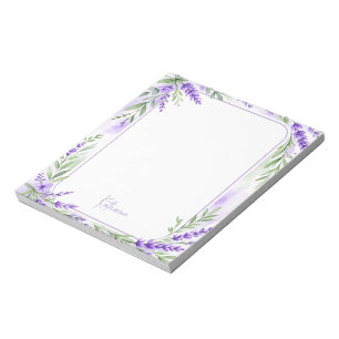 Personalisierter Name Wasserfarbe Lavendel Notizblock