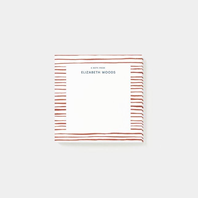  Personalisierter Name Wasserfarbe Roter Streifen  Post-it Klebezettel (Vorderseite)