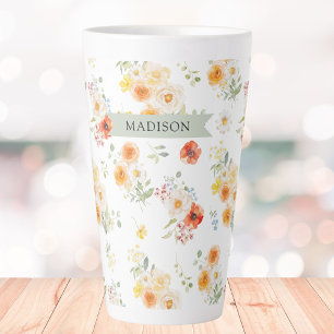 Personalisierter Name Wasserfarbe Sonniges Blumenm Milchtasse