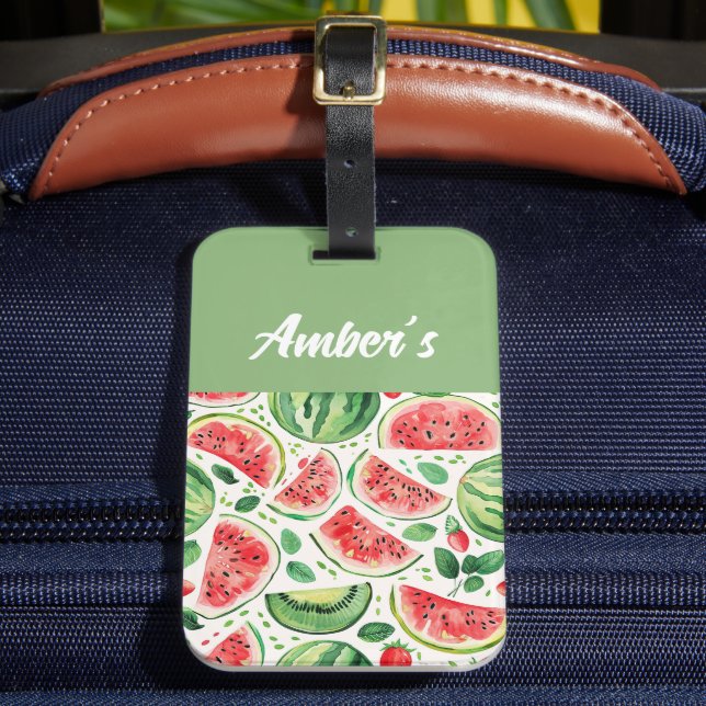 Personalisierter Name Wassermelone Gepäckanhänger (Vorderseite Insitu 2)