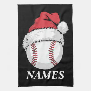 Personalisierter Name Weihnachten Baseball Santa H Geschirrtuch